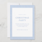 Blauw Gingham Kerstfeest Kaart (Voorkant)
