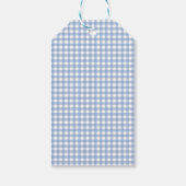 Blauw Gingham Kerstmis Cadeaulabel (Achterkant)