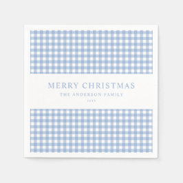 Blauw Gingham Kerstmis Servet