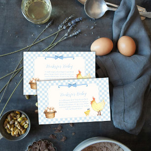 Blauw Gingham Klein Kuiken Boeken Voor Baby Shower Informatiekaartje