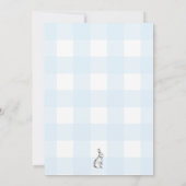 Blauw Gingham Konijn Baby Strooi Kaart (Achterkant)