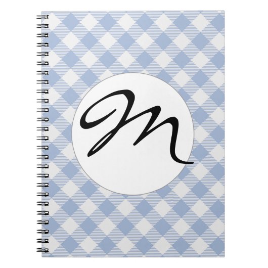 Blauw Gingham Landelijk Notitieboek (Voorkant)