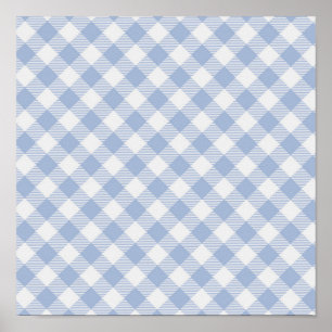 Blauw Gingham Landelijk Poster