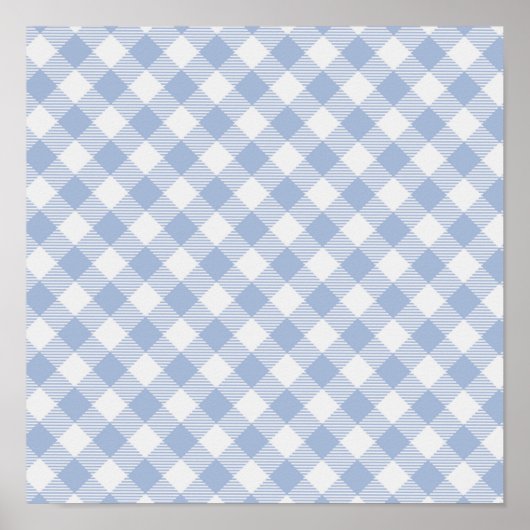 Blauw Gingham Landelijk Poster (Voorkant)