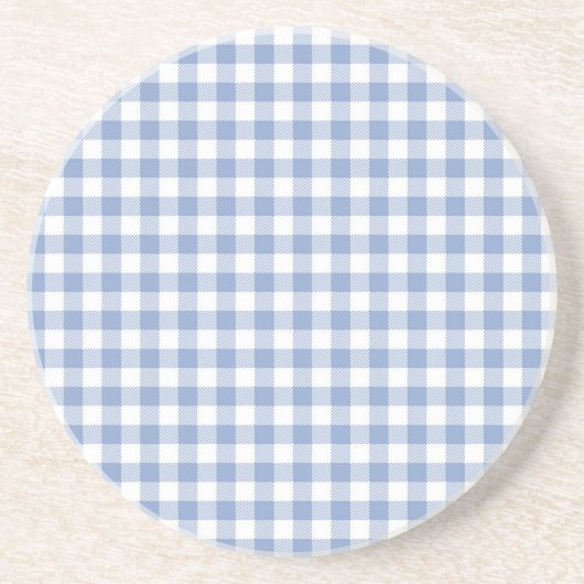 Blauw Gingham Landelijk Zandsteen Onderzetter (Voorkant)
