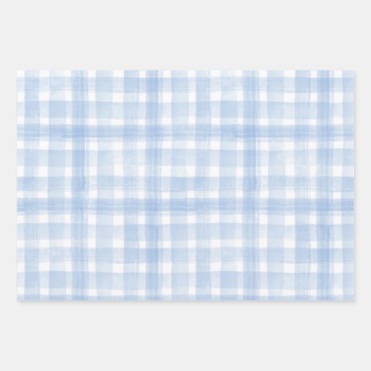 Blauw Gingham Laurel Crest inpakpapier vellen (Voorkant)