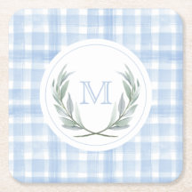 Blauw Gingham Laurel Crest papier