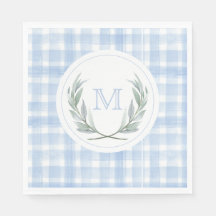 Blauw Gingham Laurel Crest papier