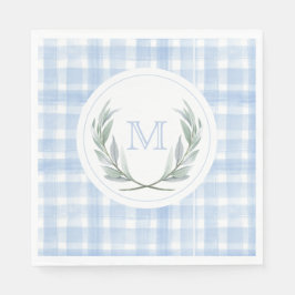 Blauw Gingham Laurel Crest papier Servet