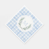 Blauw Gingham Laurel Crest papier Servet (Hoek)