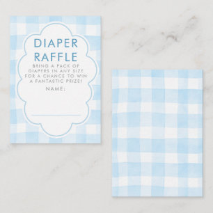 Blauw Gingham Luier Raffle Baby Shower Tickets Informatiekaartje