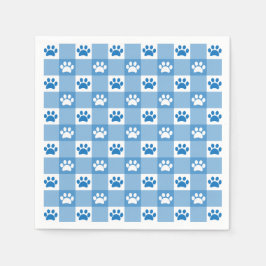 Blauw Gingham met Pootafdrukken Picknickfeest Servet