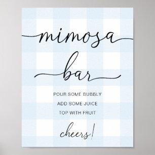 Blauw Gingham Mimosa Bar Bord Poster