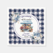 Blauw Gingham Niet Meer Te Koop Bruiloftsshower Servet (Voorkant)