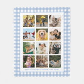Blauw Gingham op maat 12 Fotocollage Fleece Deken (Voorkant)
