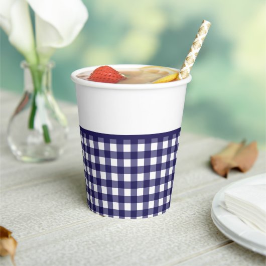 Blauw Gingham Papieren Beker (Insitu)