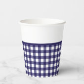 Blauw Gingham Papieren Beker (Achterkant)