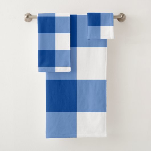 Blauw gingham patroon bad handdoek (Insitu)
