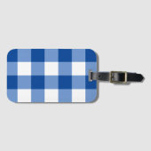 Blauw gingham patroon bagagelabel (Voorkant (horizontaal))