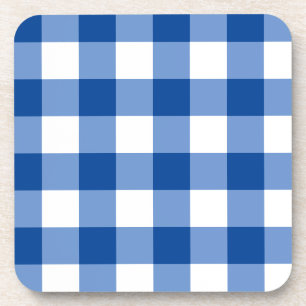 Blauw gingham patroon bier onderzetter