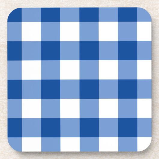 Blauw gingham patroon bier onderzetter (Voorkant)