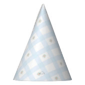 Blauw Gingham Patroon Bloemen Cartoon Party Suppli Feesthoedjes (Links)