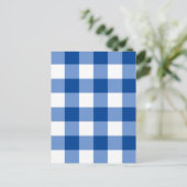 Blauw gingham patroon briefkaart (Staand voorkant)