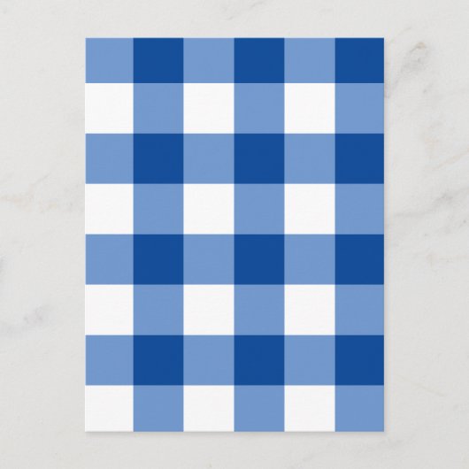 Blauw gingham patroon briefkaart (Voorkant)