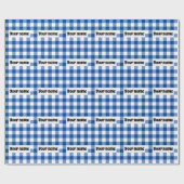 Blauw gingham patroon cadeaupapier (Vlak)