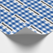Blauw gingham patroon cadeaupapier (Hoek)