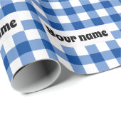 Blauw gingham patroon cadeaupapier (Rol Hoek)