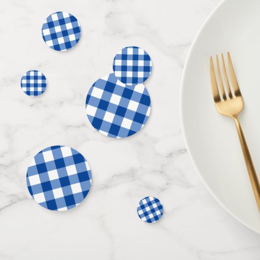 Blauw gingham patroon confetti (Groep)