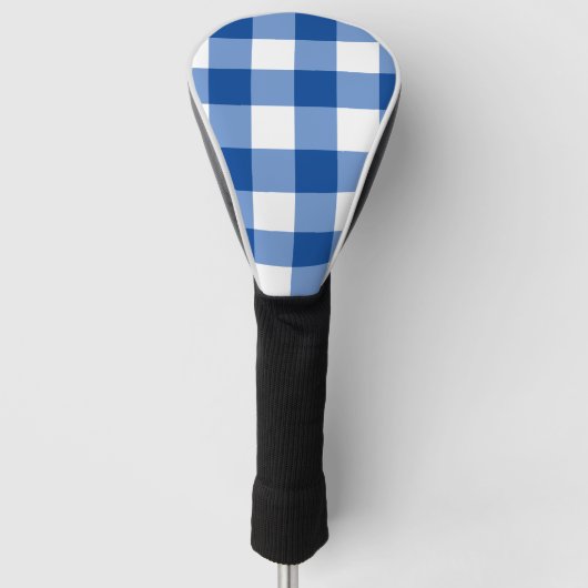 Blauw gingham patroon golfheadcover (Voorkant)