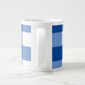 Blauw gingham patroon grote koffiekop (Achterkant)