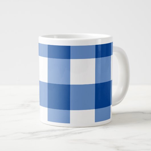 Blauw gingham patroon grote koffiekop (Voorkant rechts)