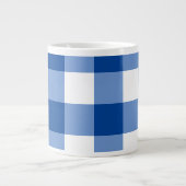 Blauw gingham patroon grote koffiekop (Voorkant)