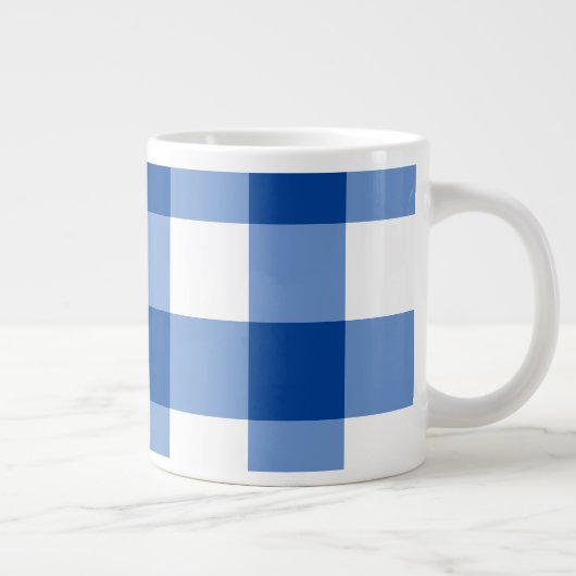 Blauw gingham patroon grote koffiekop (Rechts)
