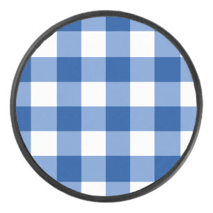 Blauw gingham patroon hockey puck