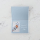 Blauw Gingham Patroon Jongens Foto Bedankkaart (Binnen)