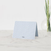 Blauw Gingham Patroon Jongens Foto Bedankkaart (Achterkant)