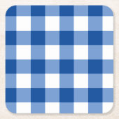 Blauw gingham patroon kartonnen onderzetters (Voorkant)