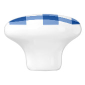 Blauw gingham patroon keramische knop (Zijkant)