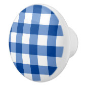 Blauw gingham patroon keramische knop (Rechts)