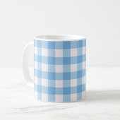 Blauw Gingham Patroon Koffiemok (Voorkant links)
