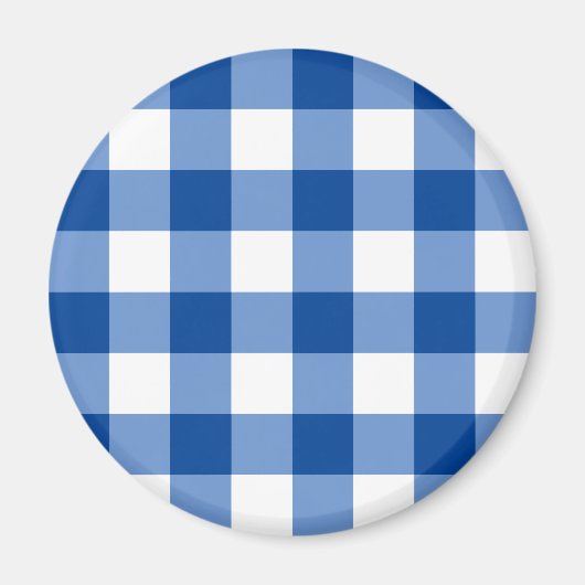 Blauw gingham patroon magneet (Voorkant)