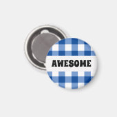 Blauw gingham patroon magneet (Voorkant / Achterkant)