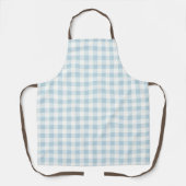 Blauw Gingham-patroon over heel Schort (Voorkant)
