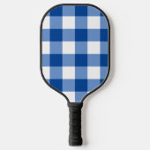 Blauw gingham patroon pickleball paddle (Voorkant)