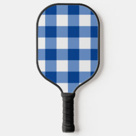 Blauw gingham patroon pickleball paddle