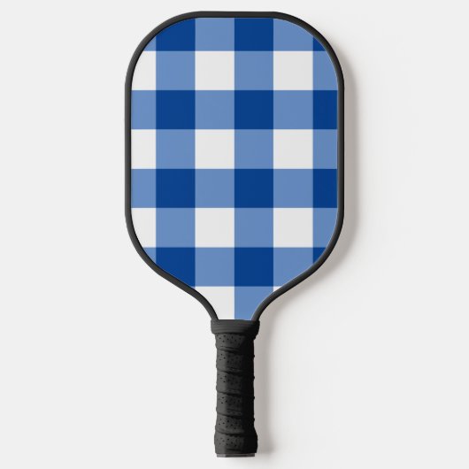 Blauw gingham patroon pickleball paddle (Voorkant)